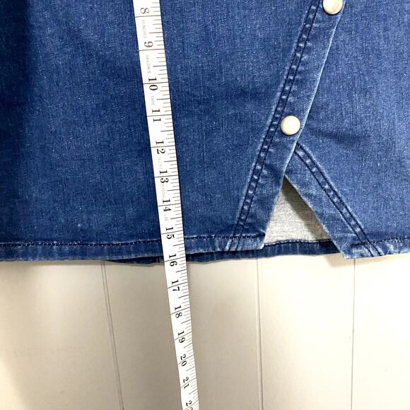 Free People Blue Indigo Button-front Asymmetrical Notched Denim Mini Skirt 4 - Picture 4 of 9